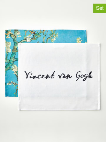 BELLA MAISON 2er-Set: Geschirrtücher "Van Gogh" in Weiß/ Türkis - (L)50 x (B)40 cm