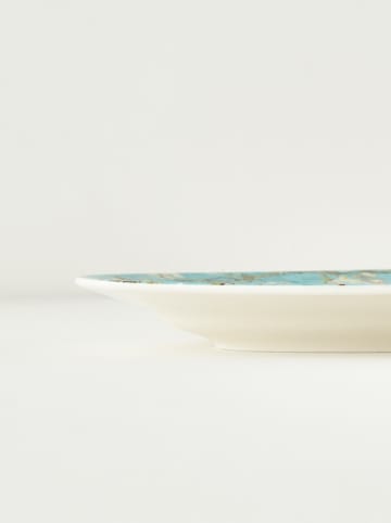 BELLA MAISON Talerz "Van Gogh" w kolorze biało-turkusowym do serwowania - Ø 20 cm
