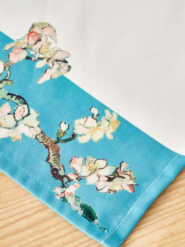 BELLA MAISON Tafelloper "Van Gogh" wit/turquoise - (L)150 x (B)50 cm