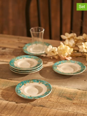 BELLA MAISON 6er-Set: Untertassen "Van Gogh" in Weiß/ Türkis - Ø 12 cm