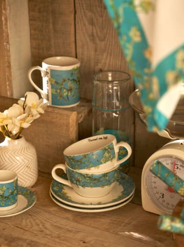 BELLA MAISON 4tlg. Set: Teetassen "Van Gogh" in Türkis/ Weiß - 270 ml