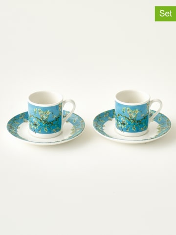 BELLA MAISON 4-częściowy zestaw "Van Gogh" w kolorze turkusowo-białym - 90 ml