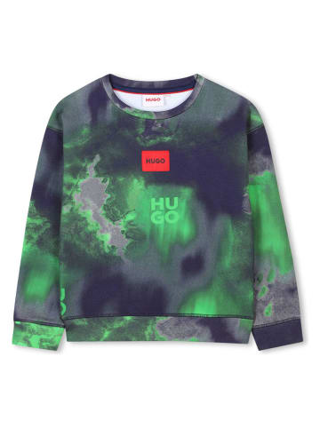 HUGO Sweatshirt in Dunkelblau/ Grün