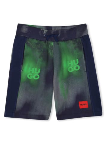 HUGO Szorty dresowe w kolorze zielono-granatowym
