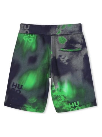 HUGO Sweatshorts in Dunkelblau/ Grün