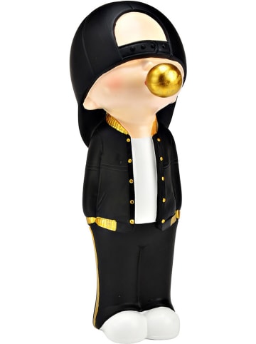 G. Wurm Dekofigur "Junge mit Kaugummiblase" in Schwarz/ Gold - (B)9 x (H)26 cm