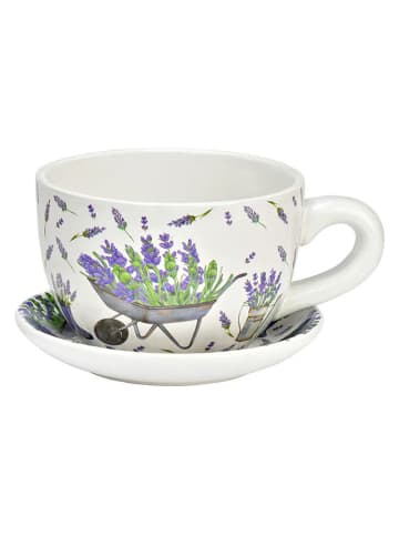 G. Wurm Bloempot "Eucalyptus" paars/groen - (B)24 x (H)14 x (D)23 cm