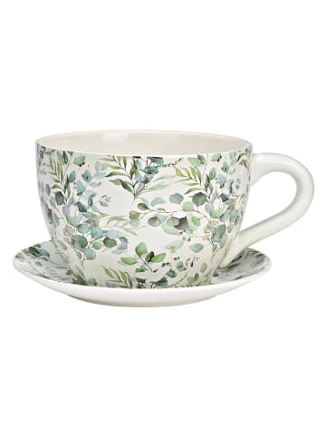 G. Wurm Doniczka "Eucalyptus" w kolorze zielono-białym - 34 x 16 x 28 cm