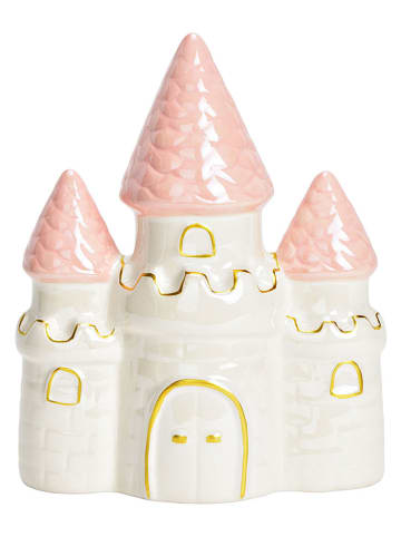 G. Wurm Spaarpot "Castle" wit/lichtroze - (B)15 x (H)18 x (D)7 cm