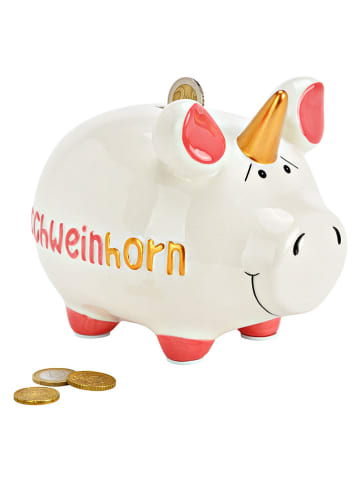 G. Wurm Spardose "Piggy" in Rosa/ Gold/ Weiß - (B)17 x (H)15 x (T)15 cm