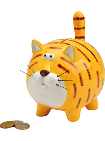 G. Wurm Spardose "Katze" in Gelb - (B)14 x (H)17 x (T)12 cm