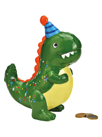 G. Wurm Spardose "Dino" in Grün - (B)18 x (H)22 x (T)10 cm