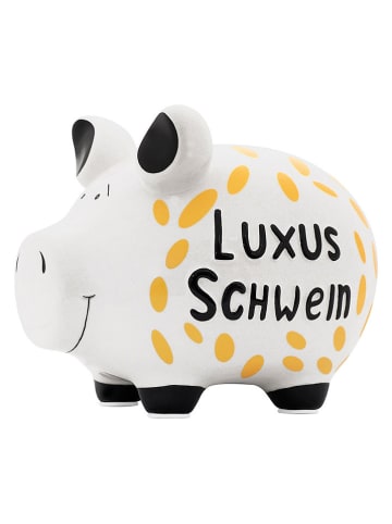 G. Wurm Spardose "Luxury pig" in Weiß/ Gelb/ Schwarz - (B)17 x (H)15 x (T)15 cm