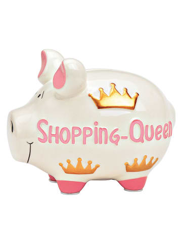 G. Wurm Skarbonka "Shopping Queen" w kolorze biało-jasnoróżowym - 17 x 15 x 15 cm