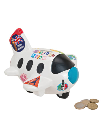 G. Wurm Spardose "Flugzeug" in Weiß/ Bunt - (B)16 x (H)14 x (T)17 cm