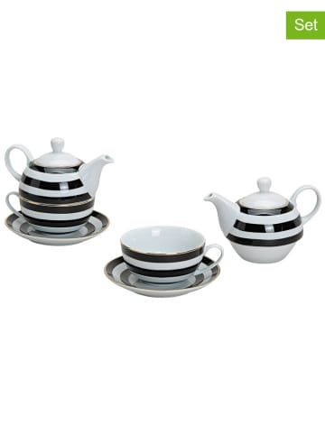 G. Wurm 3-częściowy zestaw w kolorze czarno-biało-złotym do herbaty