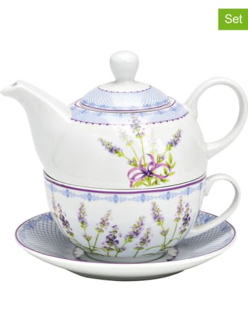 G. Wurm 3-częściowy zestaw w kolorze biało-fioletowym do herbaty