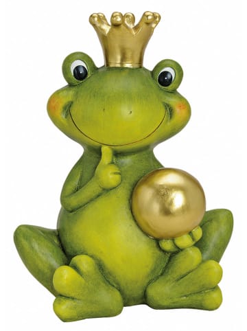 G. Wurm Dekofigur "Frog king" in Grün - (B)26 x (H)35 x (T)44 cm