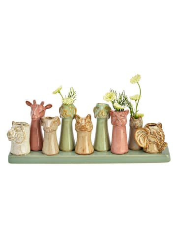 G. Wurm Vaas "Animal heads" meerkleurig - (B)30 x (H)10 x (D)6 cm