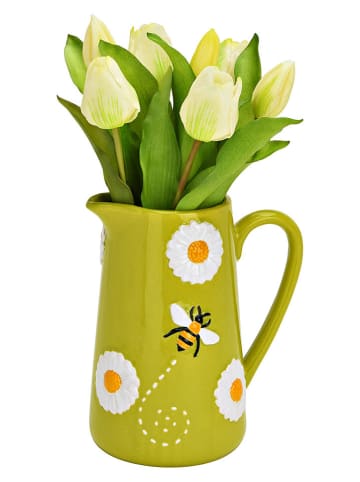 G. Wurm Vaas "Flowers and bees" groen - (B)20 x (H)19 x (D)12 cm