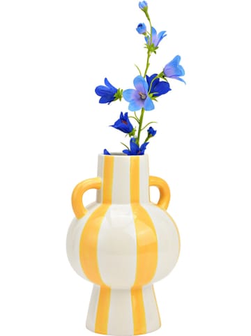 G. Wurm Vaas wit/geel - (H)24 x Ø 15 cm