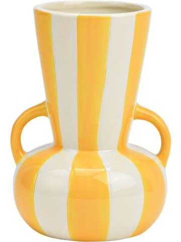G. Wurm Vaas wit/geel - (H)16 x Ø 11 cm