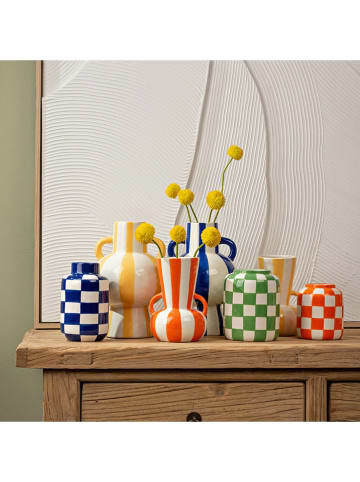 G. Wurm Vaas wit/geel - (H)16 x Ø 11 cm