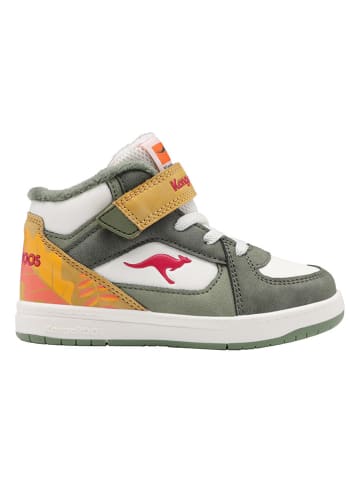 Kangaroos Sneakersy "K-CPI Kalino Mid EV" w kolorze biało-zielono-żółtym