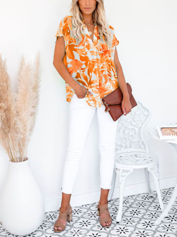 Milan Kiss Bluse in Orange/ Weiß