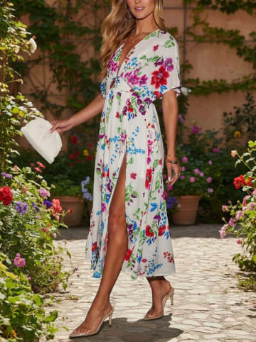 Milan Kiss Jurk wit/turquoise/roze