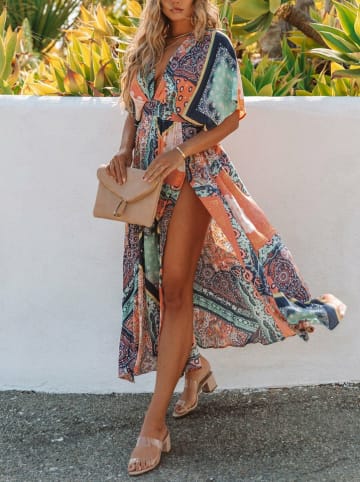 Milan Kiss Jurk oranje/donkerblauw