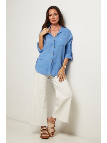 Le Monde du Lin Linnen blouse blauw