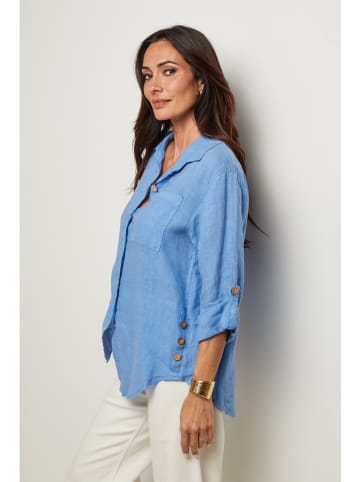 Le Monde du Lin Linnen blouse blauw