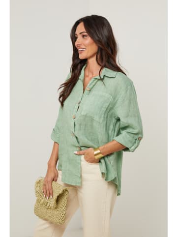 Le Monde du Lin Linnen blouse groen