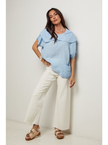 Le Monde du Lin Linnen blouse lichtblauw