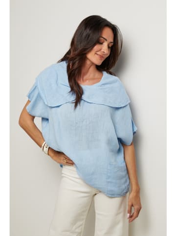 Le Monde du Lin Linnen blouse lichtblauw