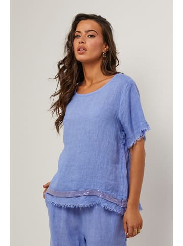 Le Monde du Lin Linnen blouse blauw