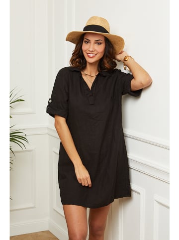 Le Monde du Lin Leinen-Kleid in Schwarz