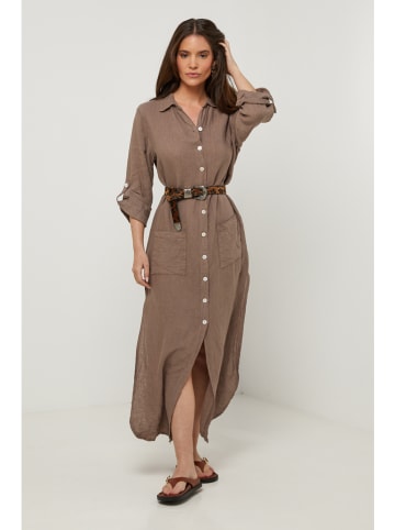 Le Monde du Lin Leinen-Kleid in Taupe