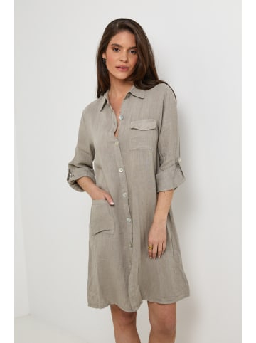 Le Monde du Lin Leinen-Kleid in Taupe