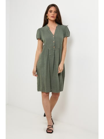 Le Monde du Lin Leinen-Kleid in Grün
