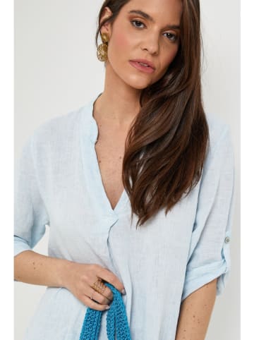 Le Monde du Lin Linnen blouse lichtblauw