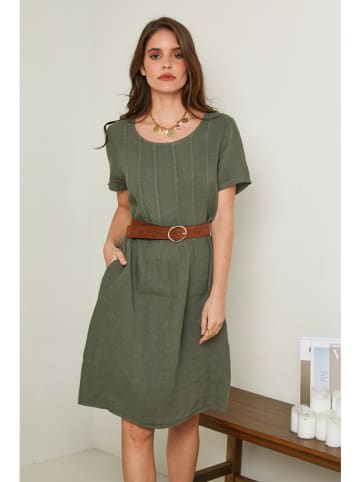 Le Monde du Lin Leinen-Kleid in Oliv