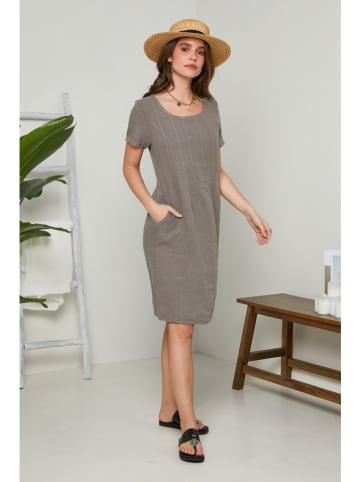 Le Monde du Lin Leinen-Kleid in Taupe