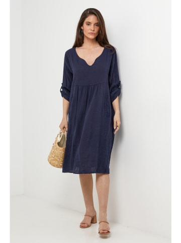 Le Monde du Lin Leinen-Kleid in Dunkelblau