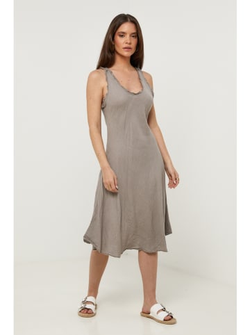 Le Monde du Lin Leinen-Kleid in Taupe