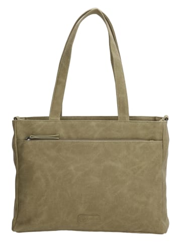 Beagles Shopper bag "Malaga" w kolorze oliwkowym - 31 x 24,5 x 10 cm