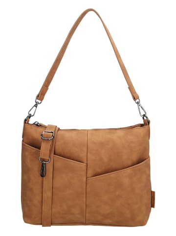 Beagles Leder-Schultertasche "Lourenza" in Hellbraun - (B)29 x (H)21,5 x (T)7,5 cm