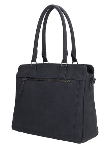 Beagles Leder-Schultertasche "Cambrils" in Dunkelblau - (B)31,5 x (H)25,5 x (T)11 cm