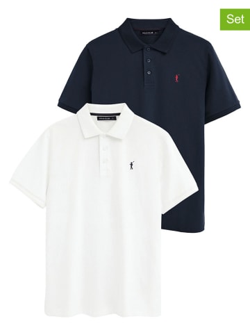 Polo Club 2er-Set: Poloshirts in Dunkelblau/ Weiß
